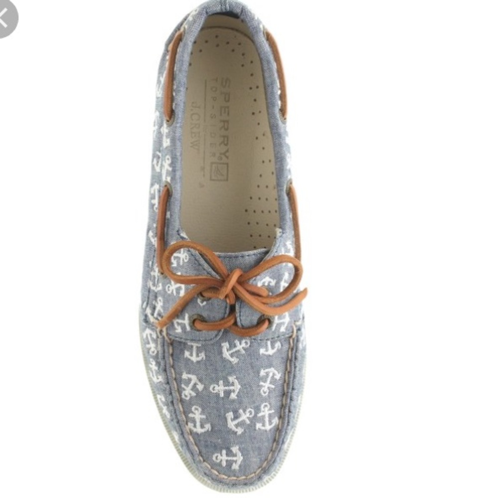 Sperry for jcrew - chambray with white anchors